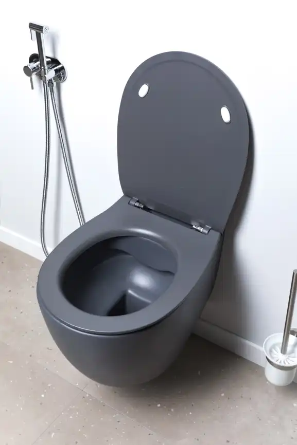 Подвесной безободковый унитаз Allen Brau Fantasy 4.11004.AN без сиденья, антрацит фото 17