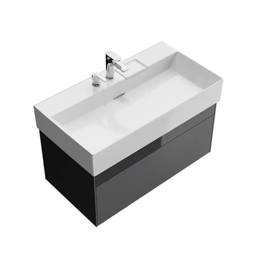 Тумба под раковину Kerama Marazzi LOGICA 90 см, LOG.90.2\ST подвесная, стальной серый фото 3