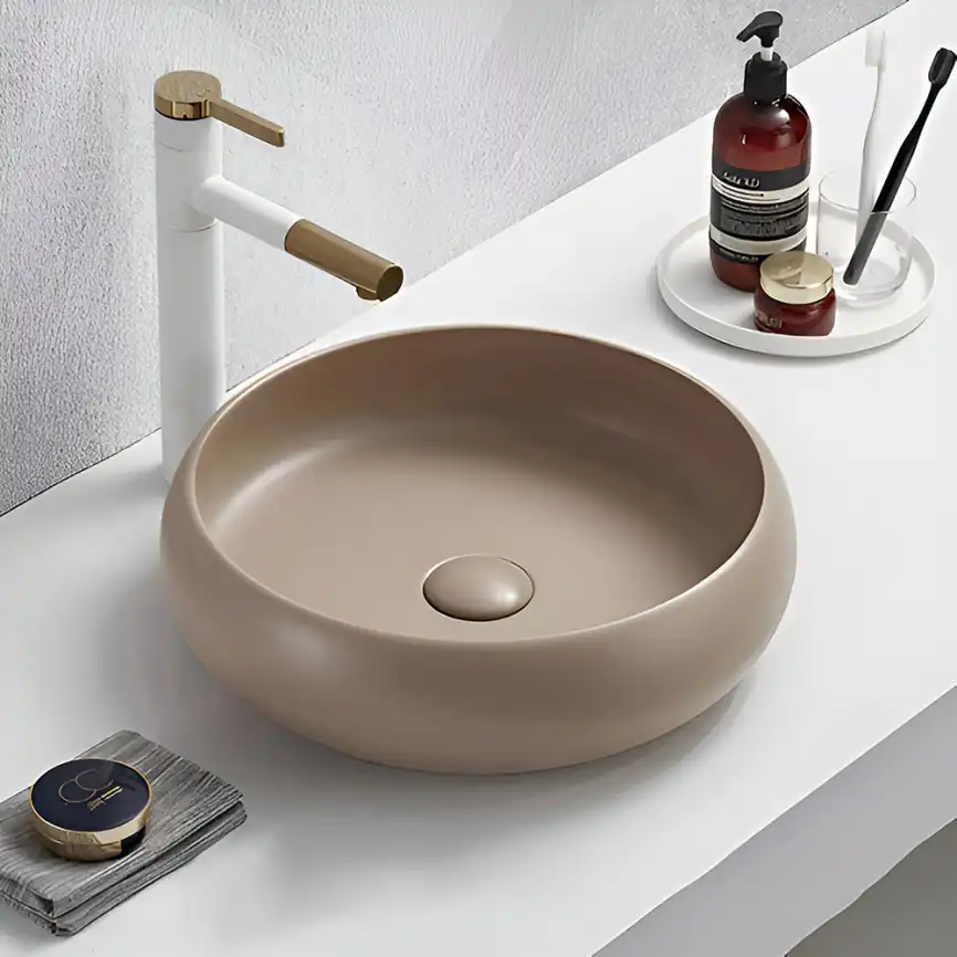 Раковина AVS Мерида 42x42 бежевая матовая фото 2