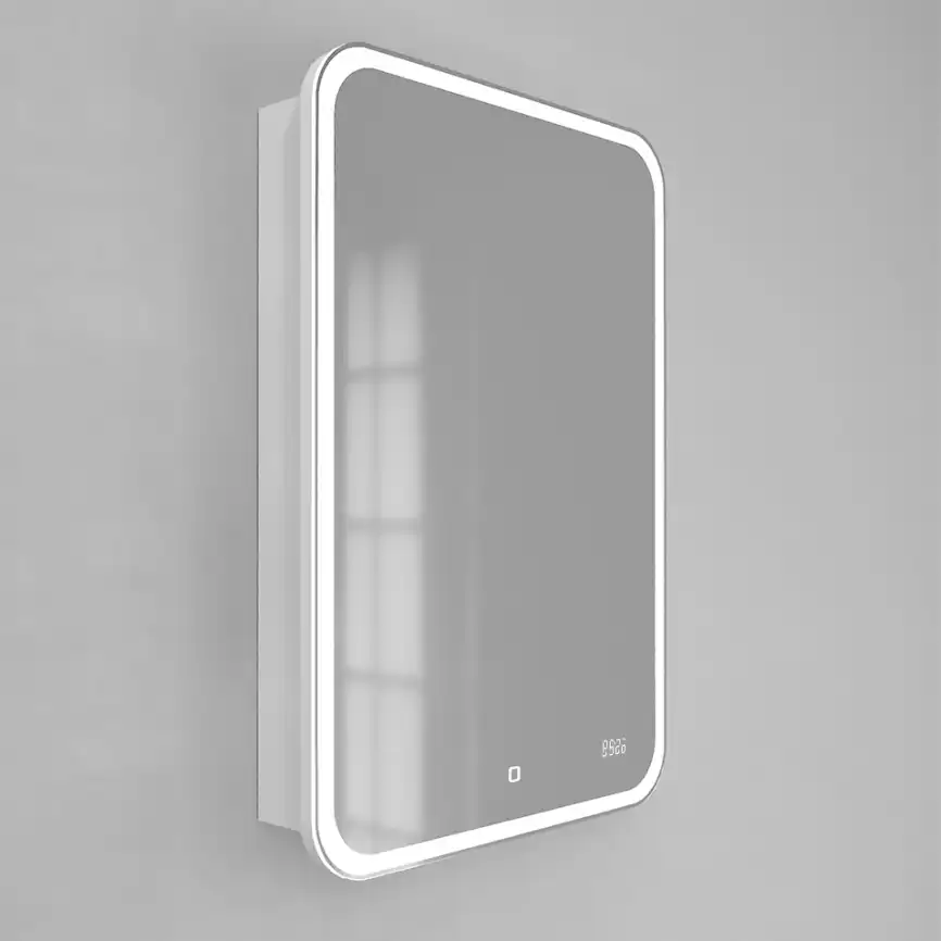 Зеркало-шкаф Jorno BOSKO 60 Bos.03.60/W с подсветкой и часами Белый фото 3