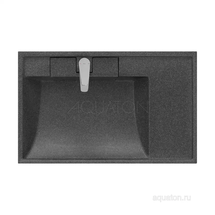 Раковина  Aquaton Рейн 80х50 1A72113KRW210  над стиральной машиной, из литьевого мрамора, Графит фото 2