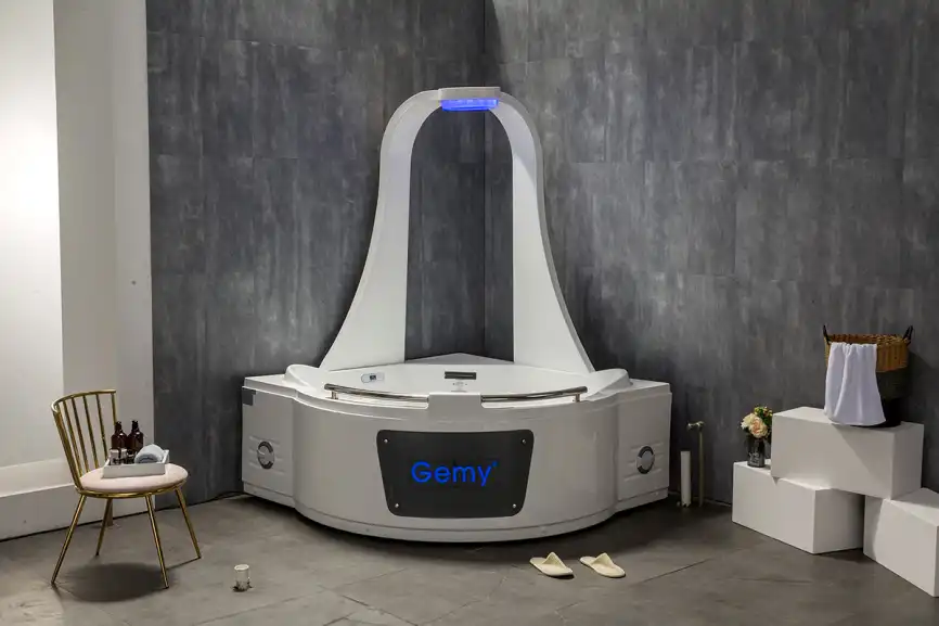 Акриловая ванна Gemy G9070 K 170х170 с гидромассажем, угловая фото 2