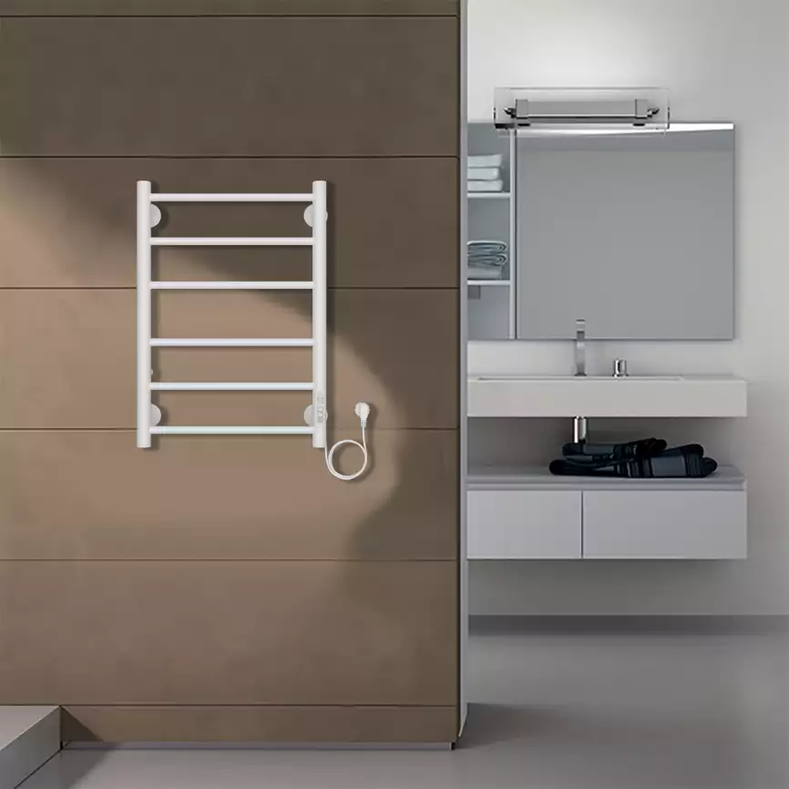 Полотенцесушитель электрический 40х60 Azario Parma П6 AZ10846W, диммер справа, Белый матовый фото 4