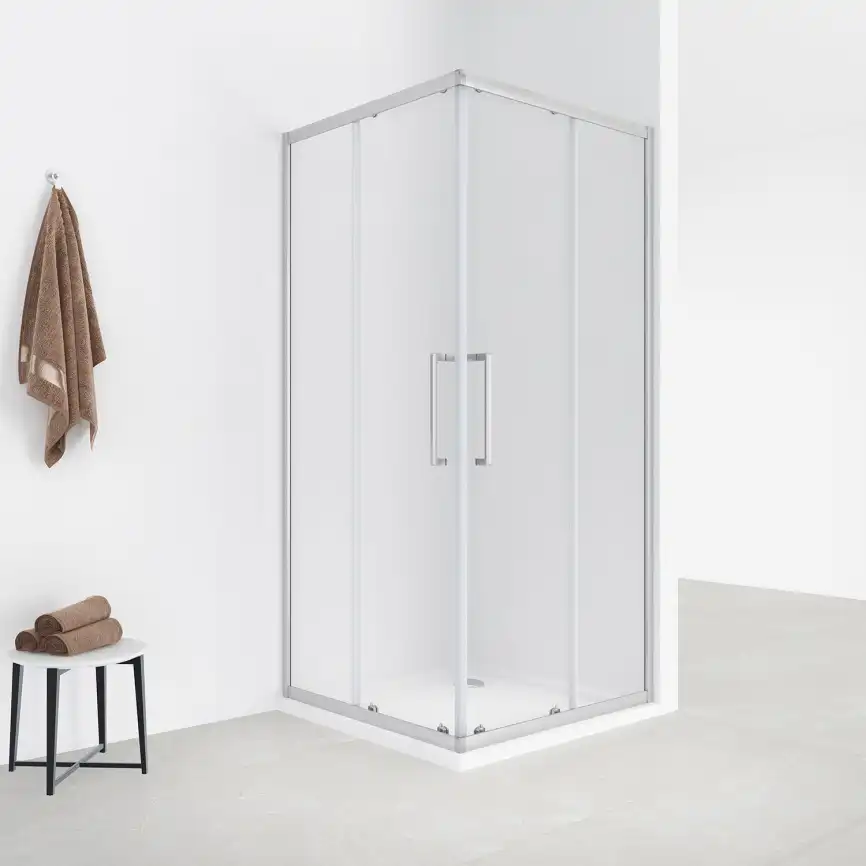 Душевой уголок Loranto 100х100 CS-AB01S-100, профиль сатин, стекло Прозрачное фото 5