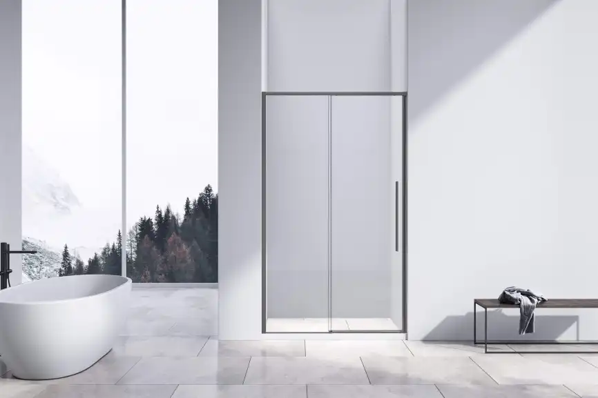 Душевая дверь Vincea Slim-N 110 VDS-4SN110CLGM, раздвижная, профиль вороненая сталь, стекло прозрачное фото 2