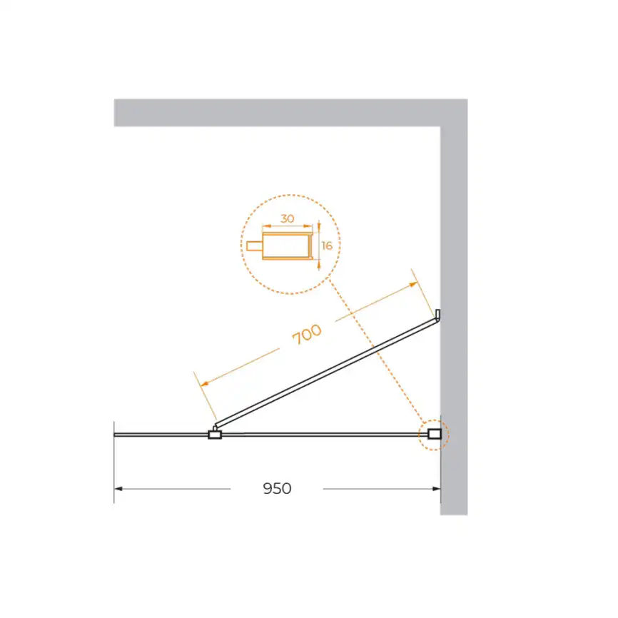 Душевая перегородка универсальная LIBERTA-L-1-TB-95-C-NERO стекло Прозрачное, профиль Черный фото 5