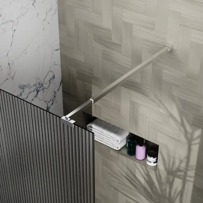 Душевая перегородка Azario 100 AZ-251-100-MGR-CRF, профиль графит матовый, стекло Рифленое фото 4