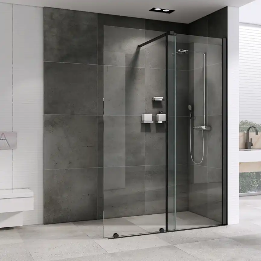 Душевая перегородка Abber Komfort 120 см, AG09120B, профиль Черный, стекло Прозрачное фото 2