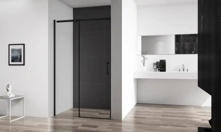 Душевая дверь BelBagno ACQUA 150 см, ACQUA-BF-1-150-C-NERO, профиль Черный, стекло Прозрачное фото 2