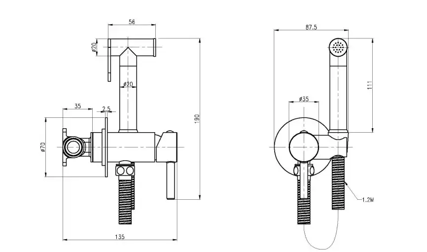 Гигиенический душ со смесителем Cezares CZR-SET-DA1-ID2-FMM120-01, Хром фото 2