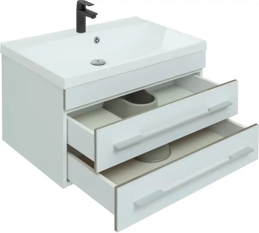 Тумба под раковину Aquanet Верона 75 белый (подвесная 2 ящика) 176669 фото 5