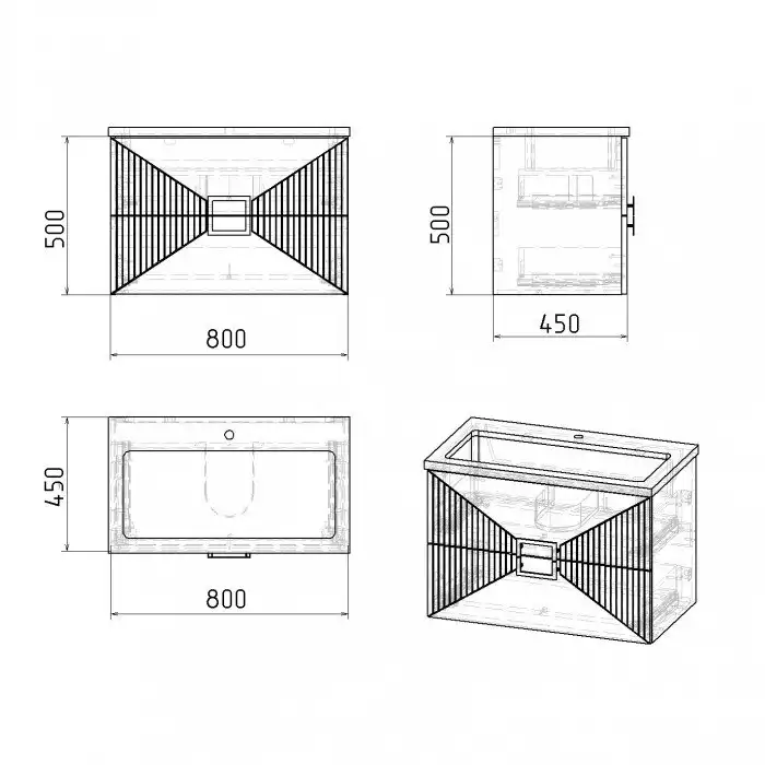 Тумба под раковину Grossman Луксор 80 подвесная, графит матовый (108049) фото 7