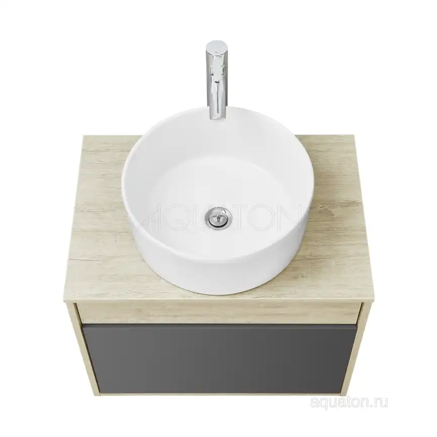 Тумба под раковину Aquaton Лофт Урбан 65 1A254001LQX60 подвесная цвет, серый графит / дуб орегон фото 14
