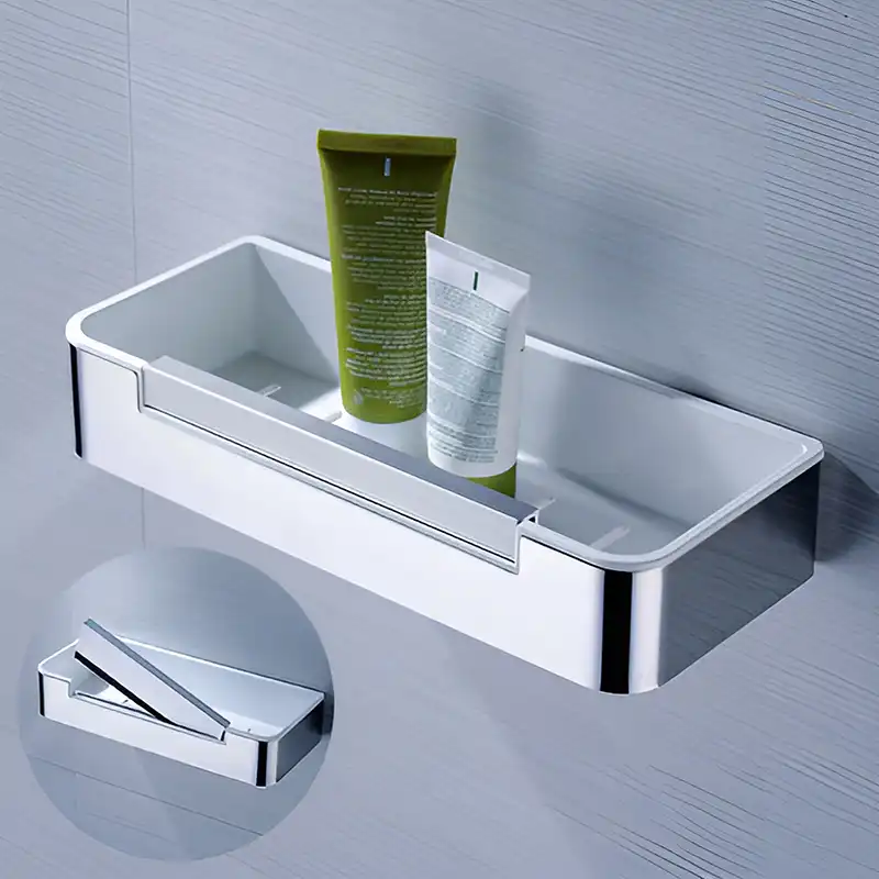 Полка AVS Kori, 30 см, хром/белый, с бортиком-скребком фото 2