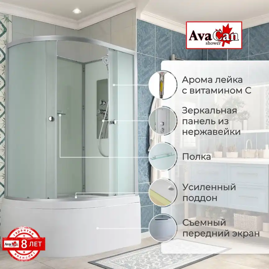 Душевая кабина AvaCan D5012RN 120x80 см, высокий поддон, без крыши, правая фото 2