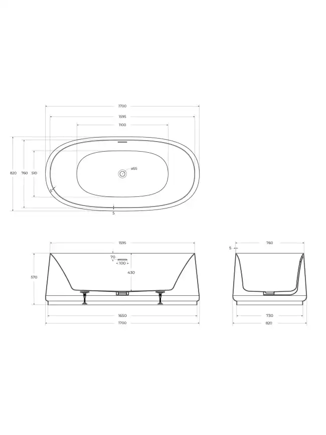 Акриловая ванна CEZARES CZR-LUX-CENTRAL-170-82-58 фото 7