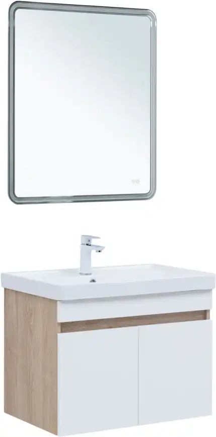 Тумба под раковину Aquanet Оптима 80 дуб светлый/белый сатин, 344801 фото 8