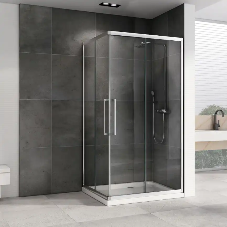Душевой уголок ABBER Schwarzer Diamant 120х90 см, AG02129H, профиль хром, стекло прозрачное фото 2