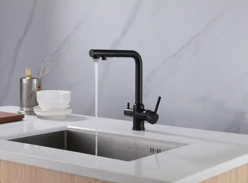 Смеситель для кухни Abber Emotion AF8814B с подключением к фильтру с питьевой водой, Черный матовый фото 2