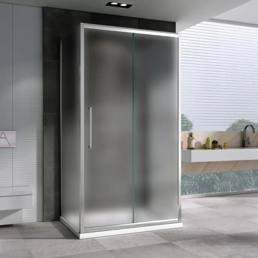 Душевой уголок ABBER Schwarzer Diamant 140х75 см, AG30140MH-S75M-S75M, профиль хром, стекло матовое фото 2