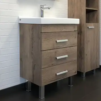 Тумба с умывальником Comforty Никосия 60Н Дуб темный, 00-00008852 фото 1