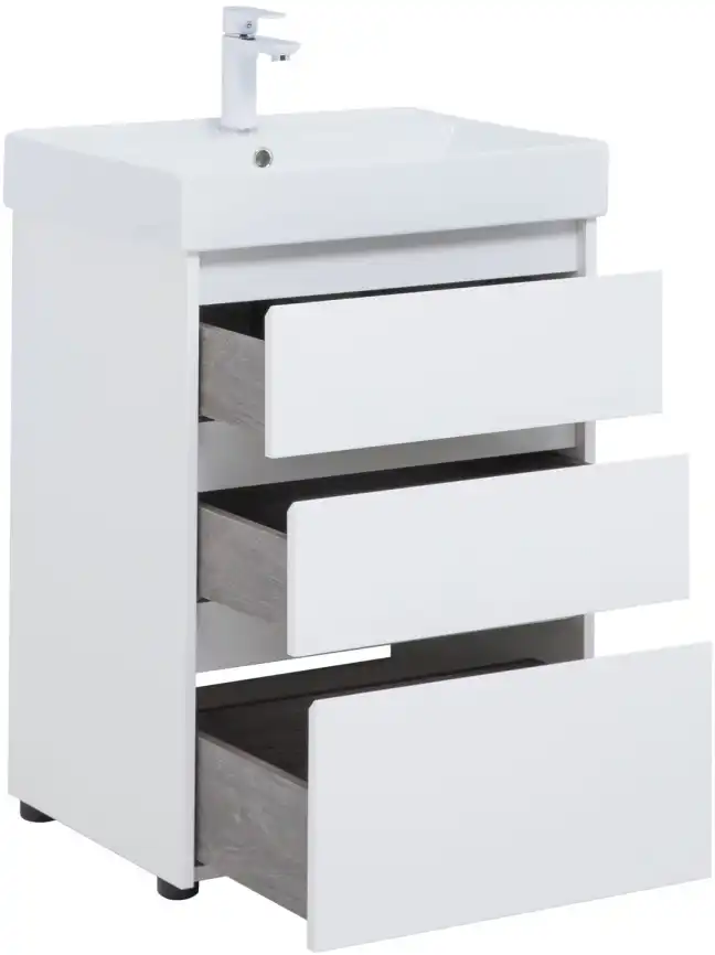 Тумба под раковину Aquanet Nova Lite 60 белый глянец (3 ящика) 302469 фото 8