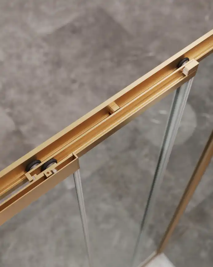 Душевая дверь CEZARES MOLVENO-BF-3-100-C-BORO-IV стекло Прозрачное, профиль Брашированное золото фото 3