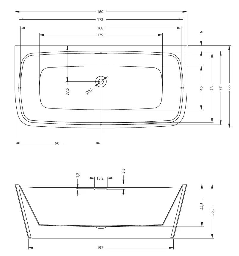 Акриловая ванна RIHO ADORE FS 180x86 NEW B086001005 фото 5