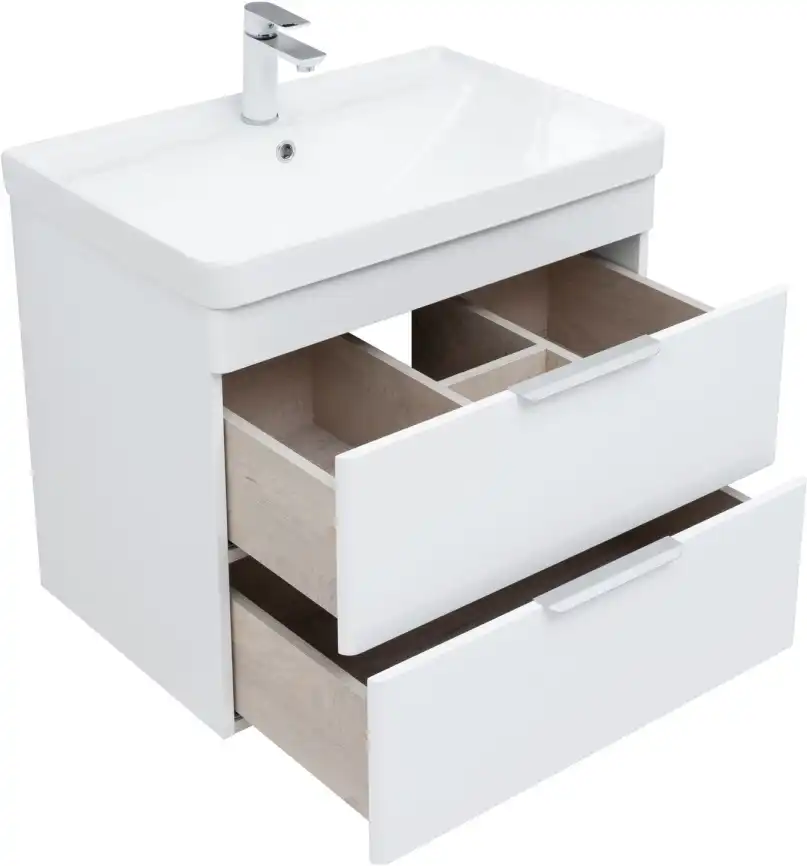 Тумба под раковину Aquanet Ирис new 70 белый глянец (2 ящика) 310145 фото 6