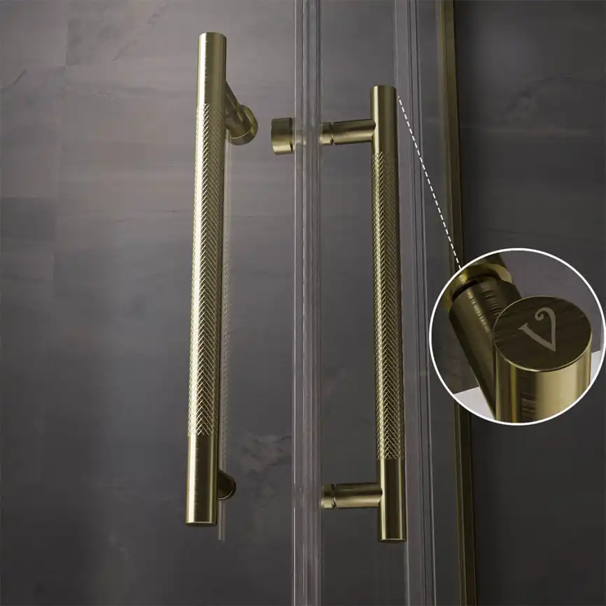 Душевой уголок Veconi Premium Trento 100х100 PTC20-G-100100-01-C4, стекло Прозрачное профиль Брашированное золото фото 5