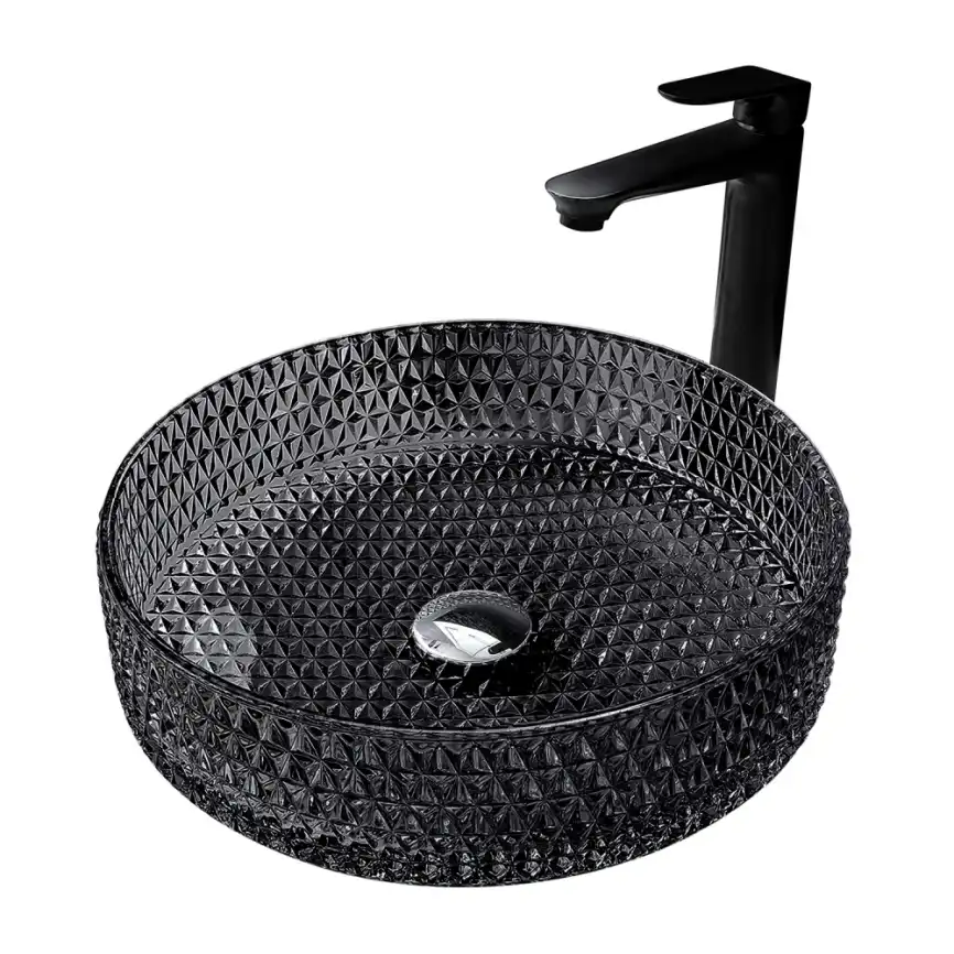 Раковина накладная ABBER GLAS 39,5х39,5х10,5 AK2301B, круглая, черная фото 1