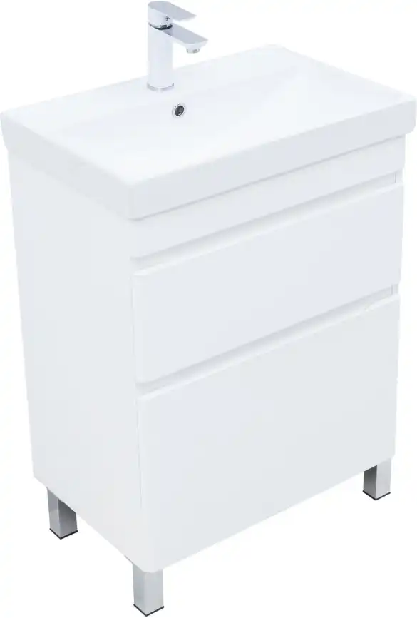 Тумба под раковину Aquanet Слим 60 напольная, белый сатин, 346042 фото 5