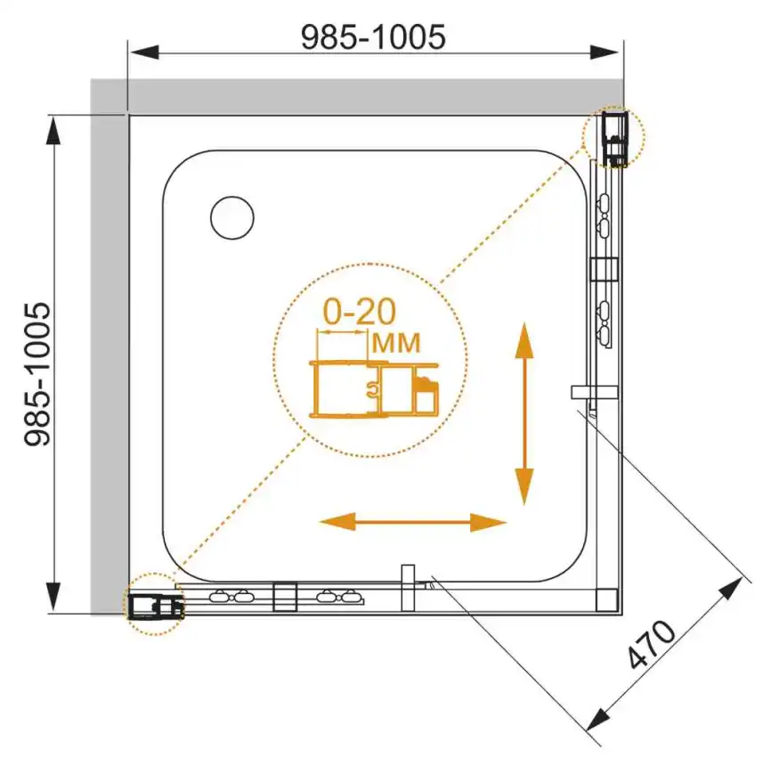 Душевой уголок CEZARES MOMENTO-A-2-100-C-Cr стекло Прозрачное, профиль Хром фото 3