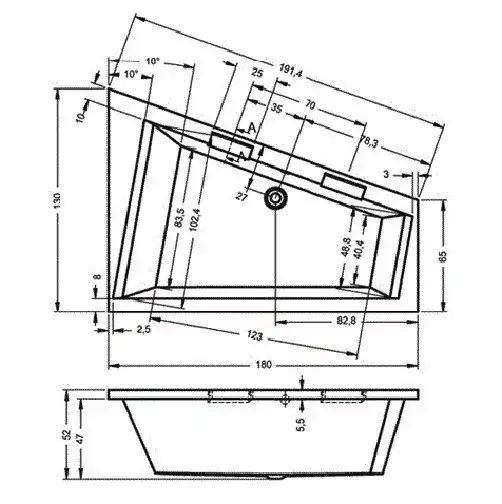 Акриловая ванна RIHO DOPPIO 180х130 R правосторонняя B033001005 фото 2