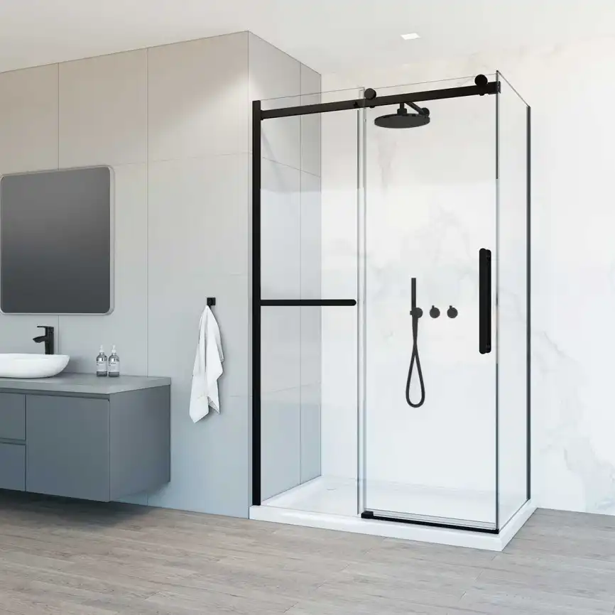 Душевой уголок Vincea Como Soft 130х100 VSR-1CS1013CLB, дверь раздвижная, профиль черный, стекло прозрачное фото 1