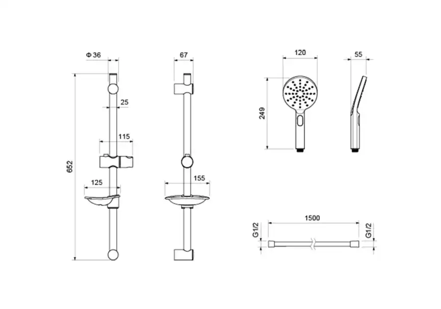 Смеситель для душа Aquatek Оберон AQ1232MB, с душевым гарнитуром однорычажный, Черный матовый фото 3