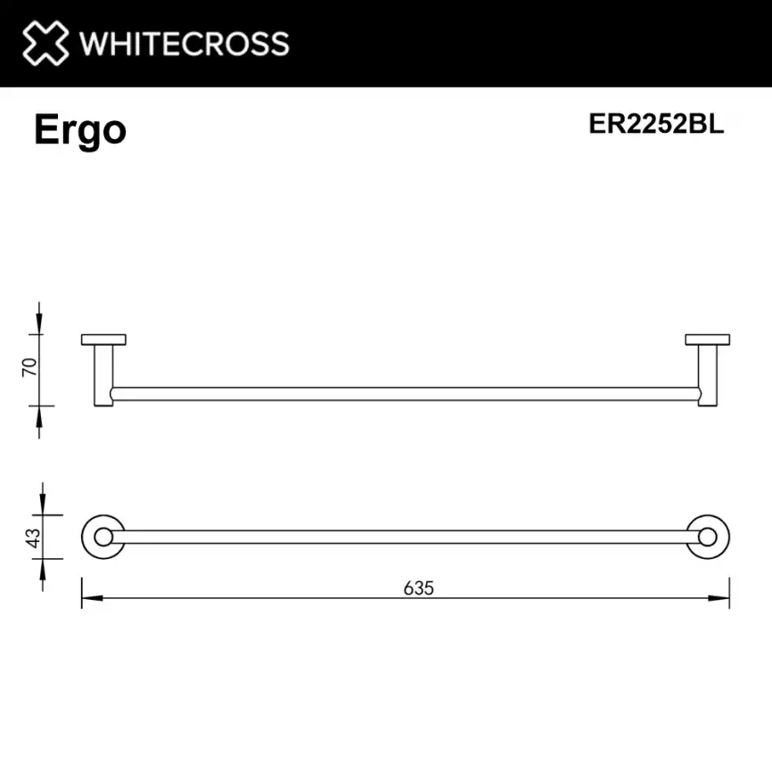 Полотенцедержатель Whitecross ERGO black 60 см, ER2252BL, Черный матовый фото 2