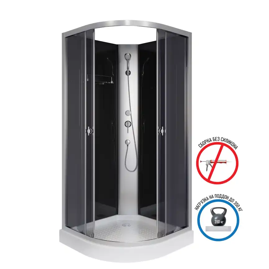 Душевая кабина Niagara Eco 90х90х200 E90/13/TN/BK низкий поддон, без гидромассажа фото 1