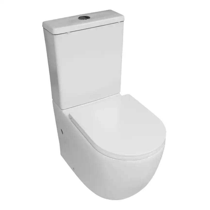 Унитаз-компакт Azario Blanco AZ-T003B-R напольный, безободковый, в комплекте с бачком и сиденьем микролифт, Белый глянцевый фото 1