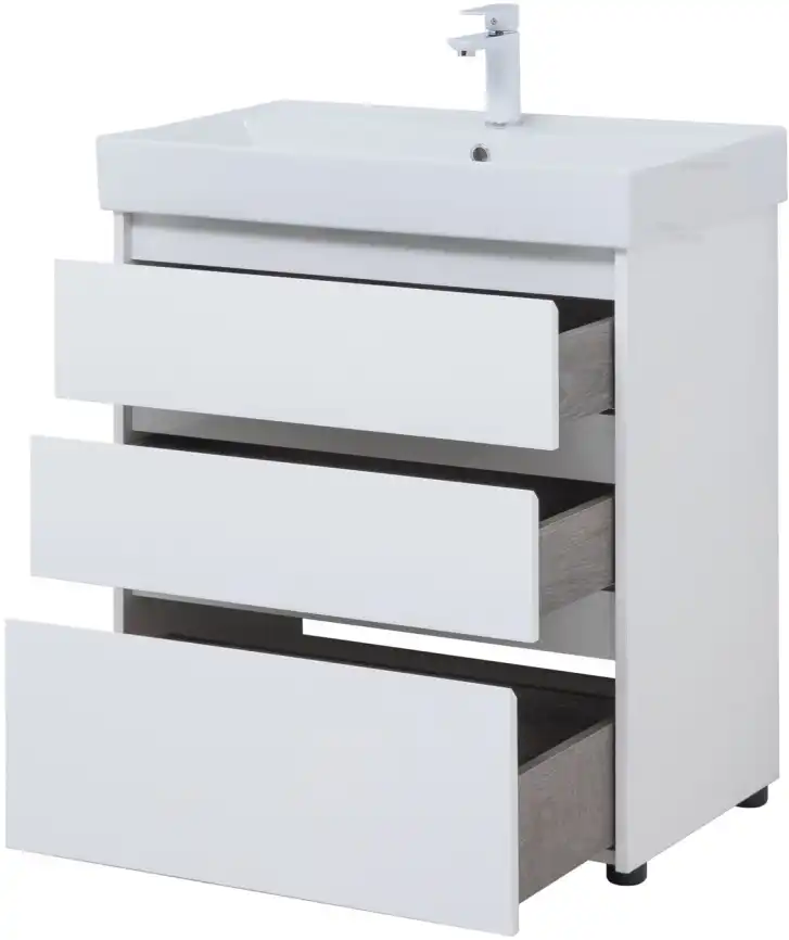 Тумба под раковину Aquanet Nova Lite 75 белый глянец (3 ящика) 302472 фото 9
