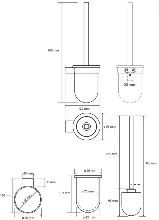 Ершик для унитаза подвесной 9,5 см BEMETA ORGANIC Хром 157113141 фото 2