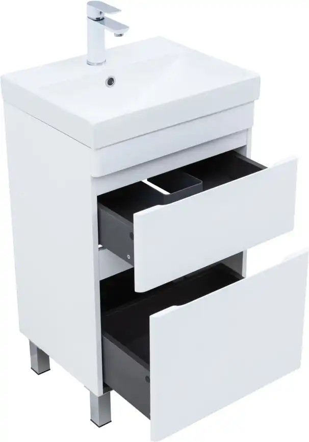 Тумба под раковину Aquanet Слим 50 напольная, белый сатин, 346041 фото 4