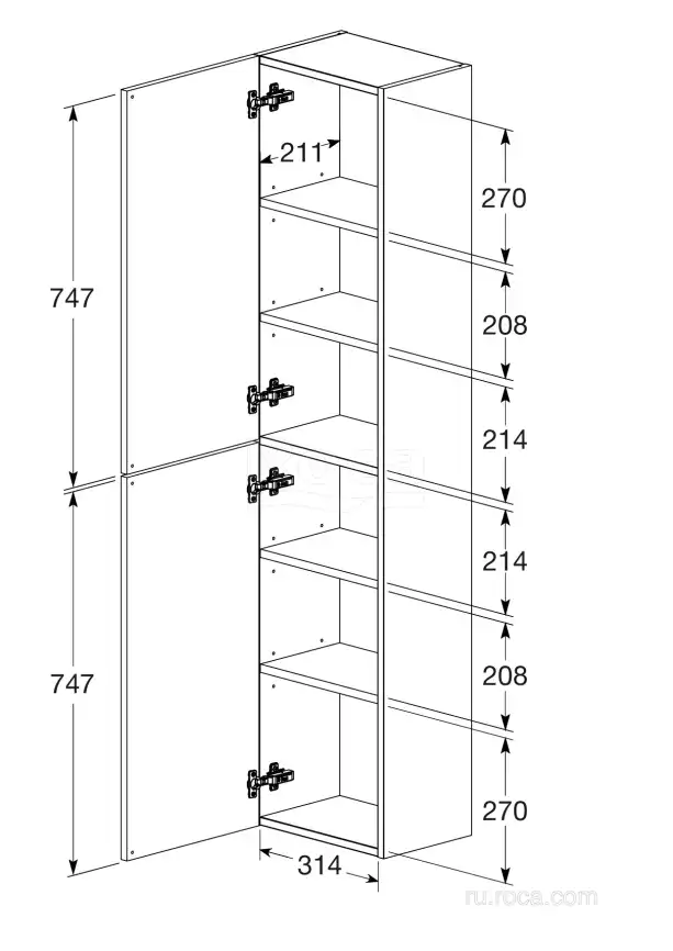 Пенал Roca The Gap A857427806 подвесной цвет, Белый глянец фото 3