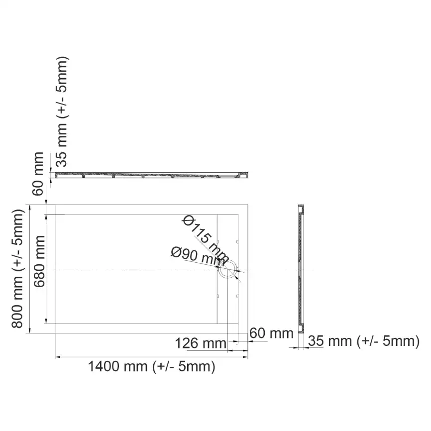 Душевой поддон WasserKRAFT Abens 20T 140х80 из искусственного камня 20T35 Черный фото 3