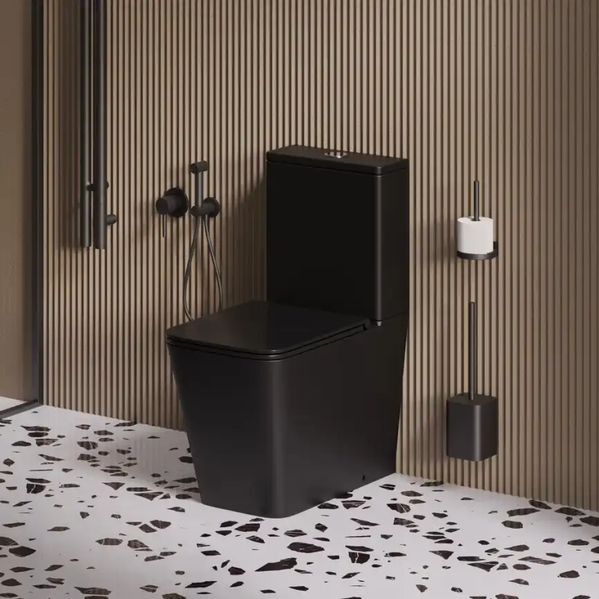 Напольный унитаз Grossman GR-4418BMSQ безободковый, смыв торнадо, Черный матовый фото 5