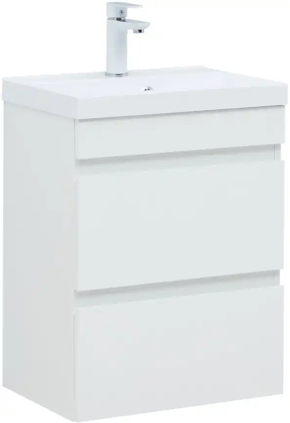Тумба под раковину Aquanet Нота New 50 2 ящика, белый глянец 335416 фото 1
