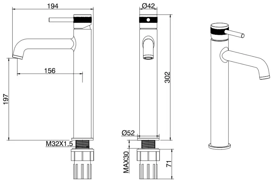 Смеситель для накладной раковины Allen Brau Priority 5.31002-00, однорычажный, высокий, Хром фото 2