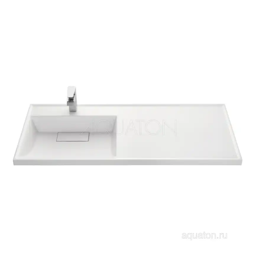 Раковина  Aquaton Лондри 120х50 L 1A72843KLH01L левая над стиральной машиной, из литьевого мрамора, Белая фото 2