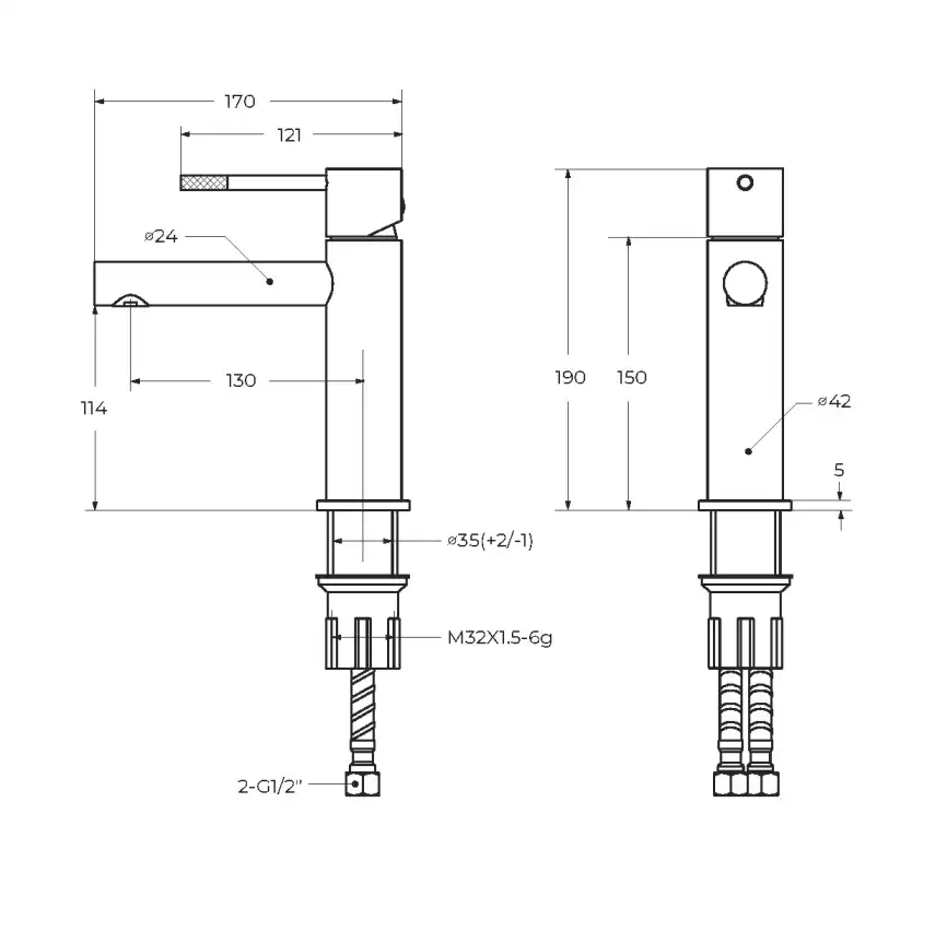 Смеситель для раковины Cezares RELAX-LS2-NOP, Черный матовый фото 4