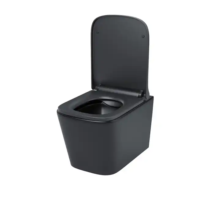 Унитаз подвесной IDDIS Bild BILR2BMi25 безободковый, с сиденьем микролифт Черный матовый фото 2